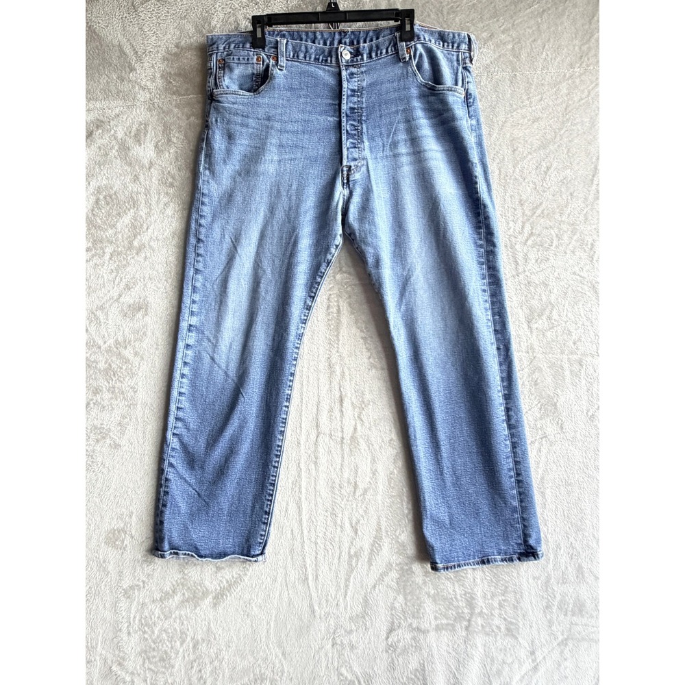 Levis 501 Original Jeans Mens 42x30 Blue Medium Wash Straight Leg Button Fly